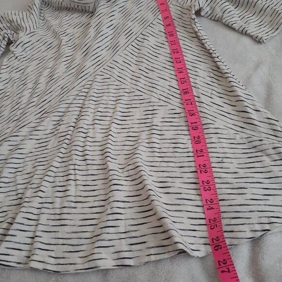 Habitat NWT Women's Size Small Cream Black Stripe 100% Cotton 3/4 Sleeves Top - Picture 11 of 12